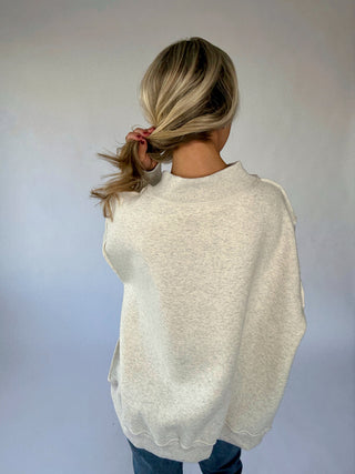 Cozy Hour Mock Neck Sweatshirt - Ash Grey