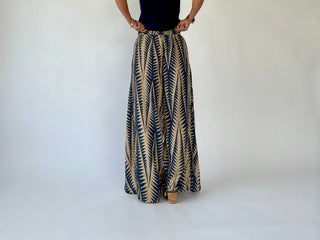 Golden Palms Faux Wrap Pant - Navy/Gold