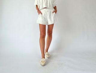 I Have My Eye On You Eyelet Shorts - Off White