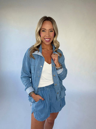 Softly Structured Tencel Jacket - Chambray Blue