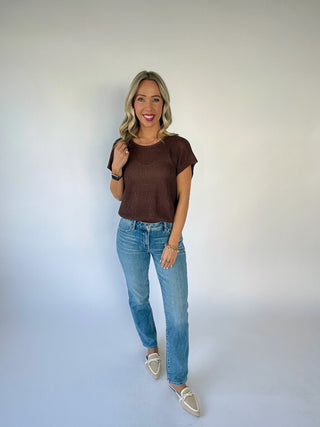 Soaking Up The Sunshine Knit Top - Dark Roast