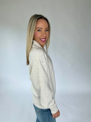 VARLEY Sally Half Zip Sweat - Ivory Marl