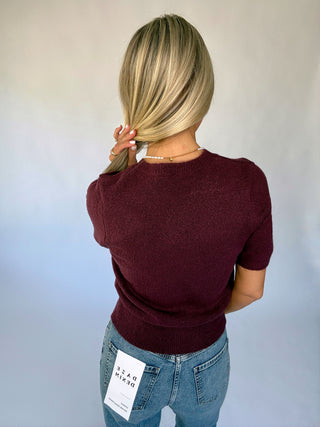 The Classic Moment Short Sleeve Sweater - Dark Cherry