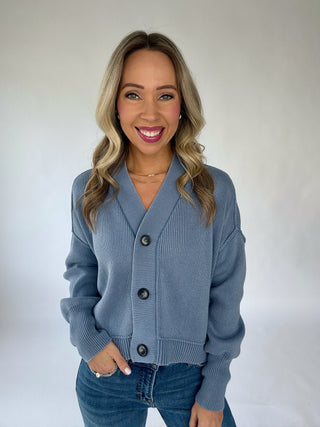 Always In Style V-Neck Cardigan - Acid Blue