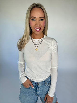 Simply Stated Long Sleeve Top - Off White