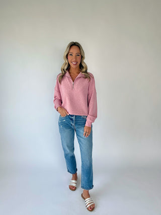 VARLEY Hawley Half Zip Sweat - Rose Marl