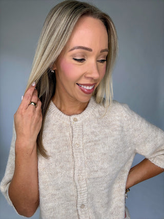 Farmer's Market Mornings Short Sleeve Cardigan - Oatmeal