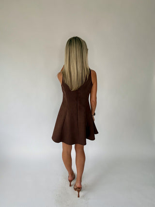 Café Rendezvous Mini Dress - Chestnut
