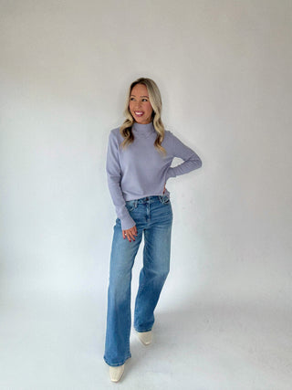 Misty Pewter Mock Neck Sweater