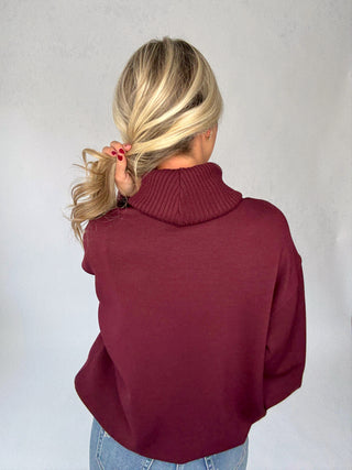 Turtle Neck Pullover - Dark Cherry