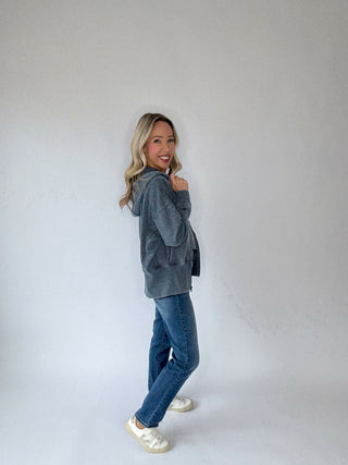 Cool Nights Zip Up Hoodie - Washed Navy