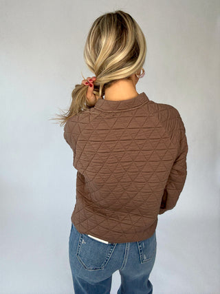 SANCTUARY Quilted Button Popover - Morel