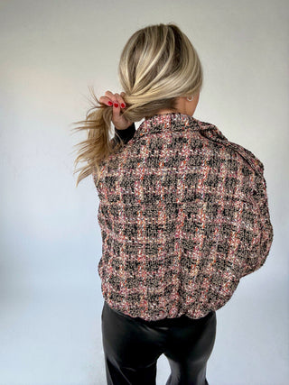 Twist of Fate Tweed Bomber Jacket