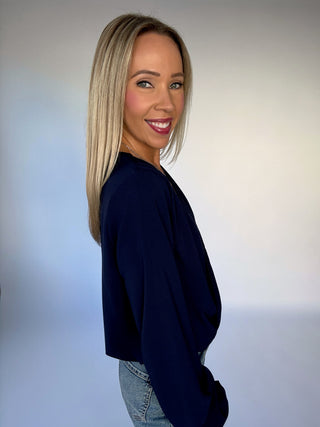 Polished Perspective Top - Navy