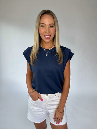 Easy Days Layered Sleeve Top - Navy