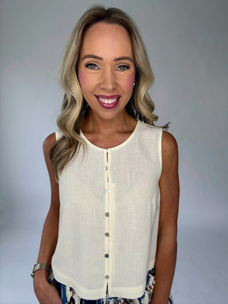 Poetic Charm Button Up Top - Ivory