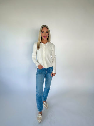 Cross Your Mind Crewneck Cardigan - Ivory