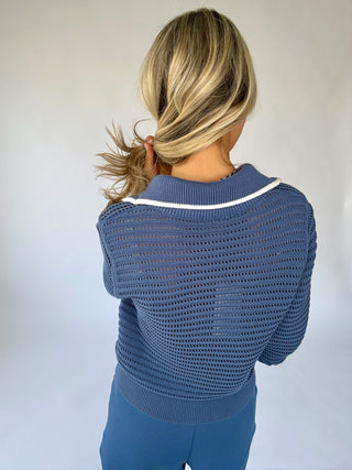 VARLEY Morwenna Half Zip Knit - Bijou Blue
