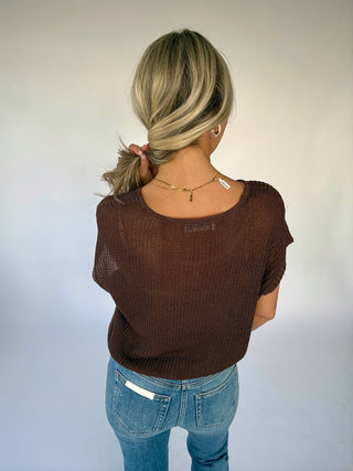 Soaking Up The Sunshine Knit Top - Dark Roast