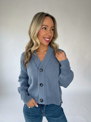 Always In Style V-Neck Cardigan - Acid Blue