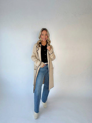 The Fiona Whipstitch Cardigan - Oatmeal