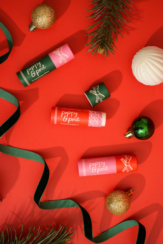 Poppy & Pout - Holiday Lip Balm Trio Ornament