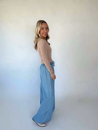 Daily Ease Denim Pants Side Full Length