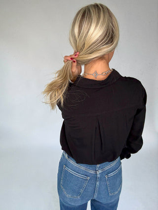 Dream Chaser Button Up Top in Black Back Image