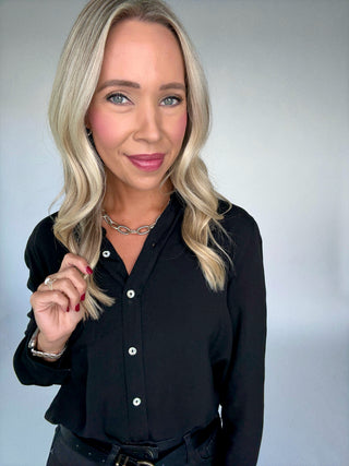 Dream Chaser Button Up Top in Black Front Image