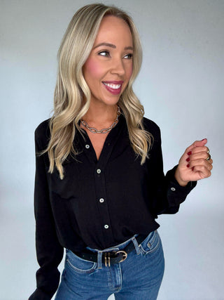 Dream Chaser Button Up Top in Black Image