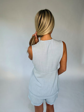 Lunch On The Terrace Tunic Top - Sky Blue
