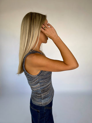 Picnic At The Park Sweater Tank - Blue Multi