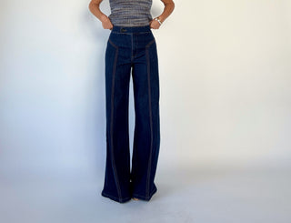 Keep It In Line Wide Leg Jeans - Dark Denim