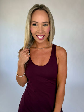 On The Move Active Mini Dress - Wine