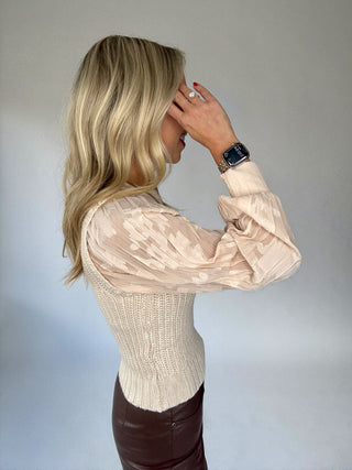 Vintage Blush Contrast Sweater