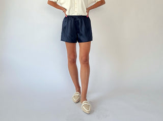 Delicate Details Satin Shorts - Midnight