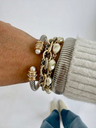 Linked Luxe Layered with Pearl Bracelet