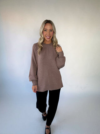VARLEY Nicole Boyfriend Sweat - Deep Taupe Marl Fleck