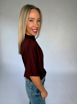 Darling Details Drape Top - Wine