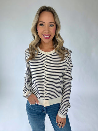 Always A Favorite Striped Cardigan - Black