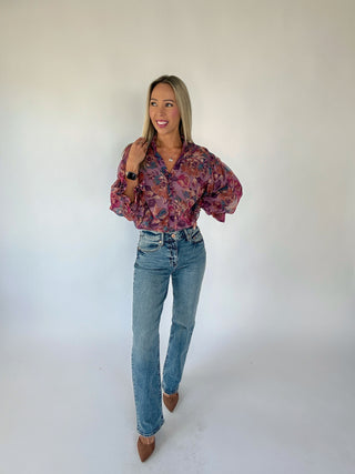 Love Me Softly Floral Top - Dusty Mauve Multi