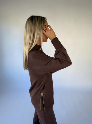 VARLEY Loxley Raglan Boyfriend Sweat - Coffee Bean Marl