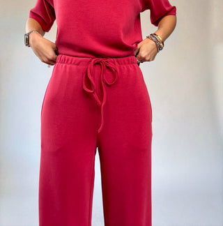 Laguna Lounge Wide Leg Pant - Garnet Red