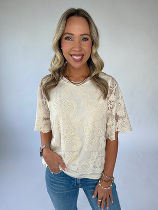 SANCTUARY Forever Lace Top - Vintage Ivory