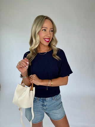 The Right Balance Knit Top - Navy
