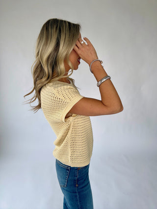 Couldn't Be Happier Knit Top - Light Yellow