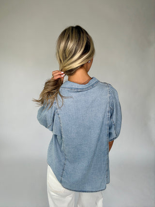 Take Notice Denim Top - Chambray