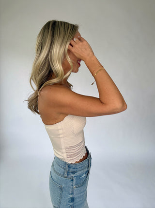 Fine Lace Scalloped Bralette - Nude