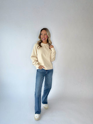 SANCTUARY Shirred Sleeve Sweatshirt - Vanilla Creme