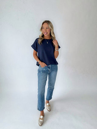 Cool & Collected Top - Navy Blue